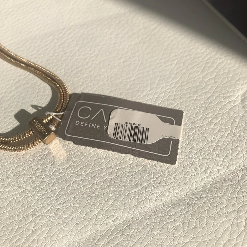 3 row teal coin gold tone Canvas necklace - Picture 7 of 8